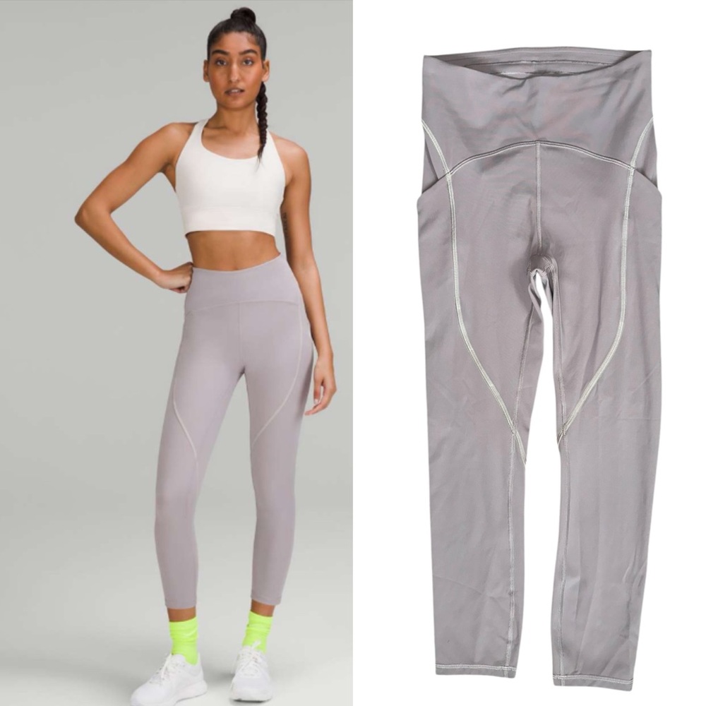 Lululemon Power Thru High-Rise Crop Leggings 23" in Mauve Grey Size 4